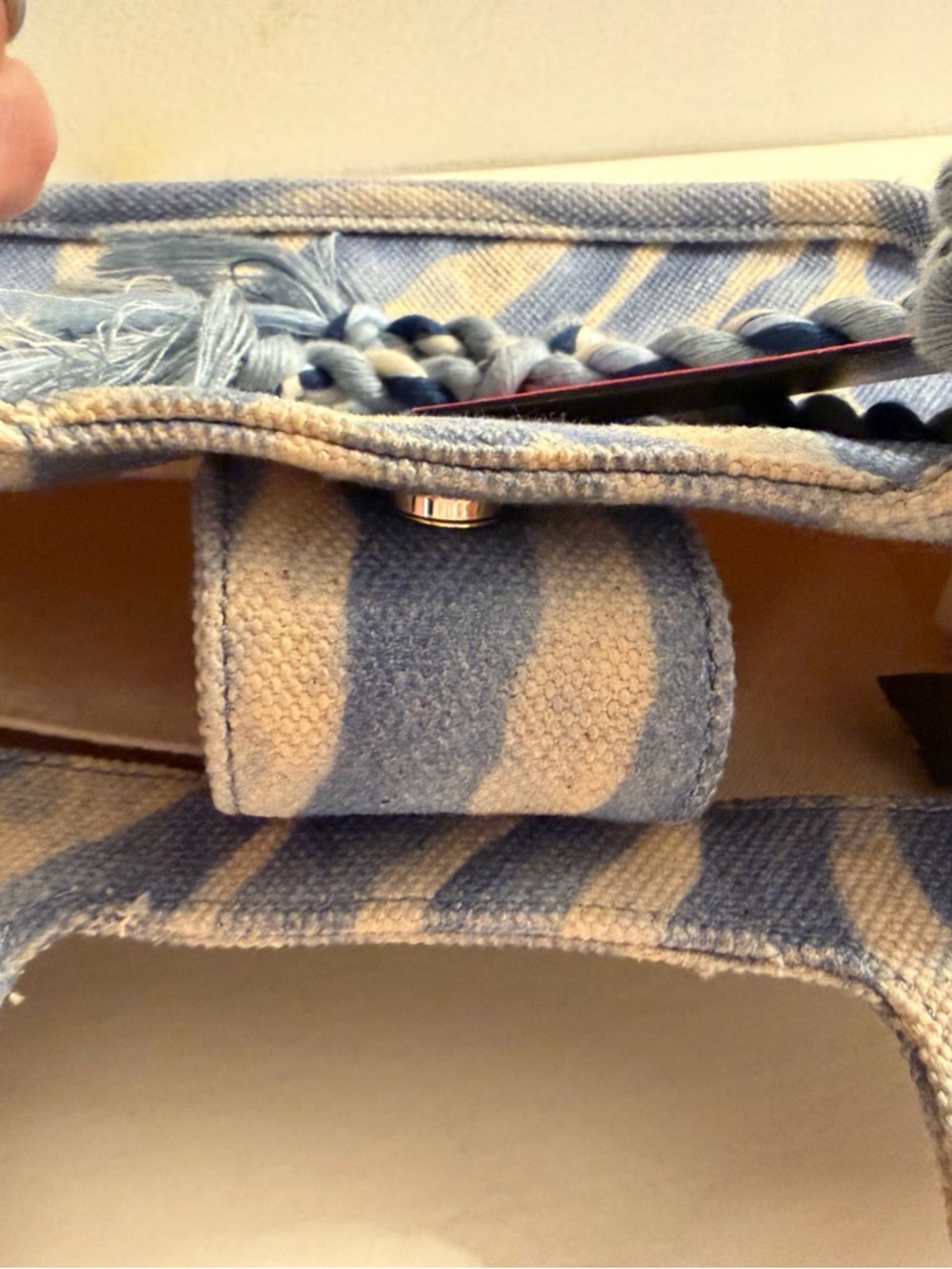 Vince Camuto small tote in blue and white zebra print.  NWT - Picture 8 of 14